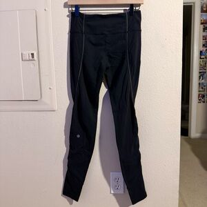 Lululemon Black Leggings Size 6 Womens Running Yoga Pants Reflective